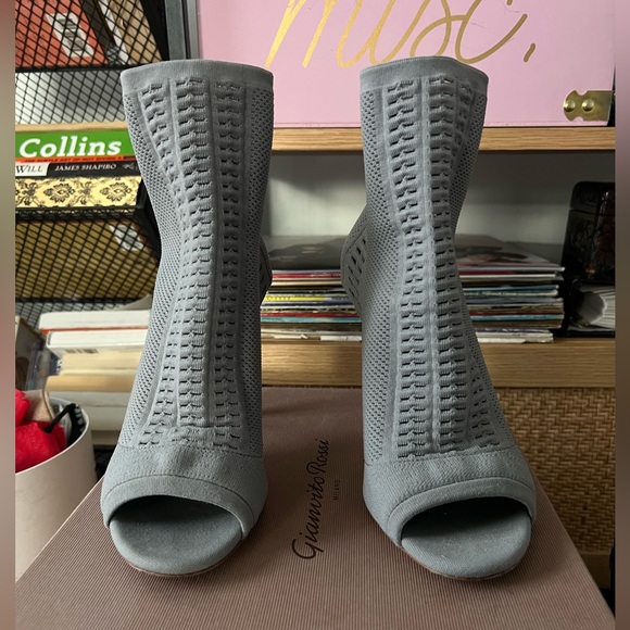 Gianvito Rossi Vires 105 Open Knit Sock Boot Heels - Picture 2 of 8